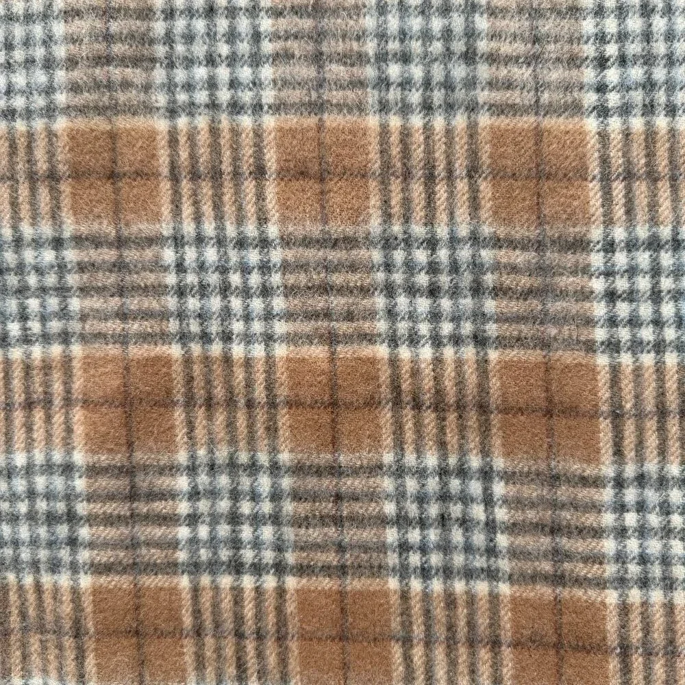 JOE ONE Cashmere Tan Gray Plaid Scarf NWT